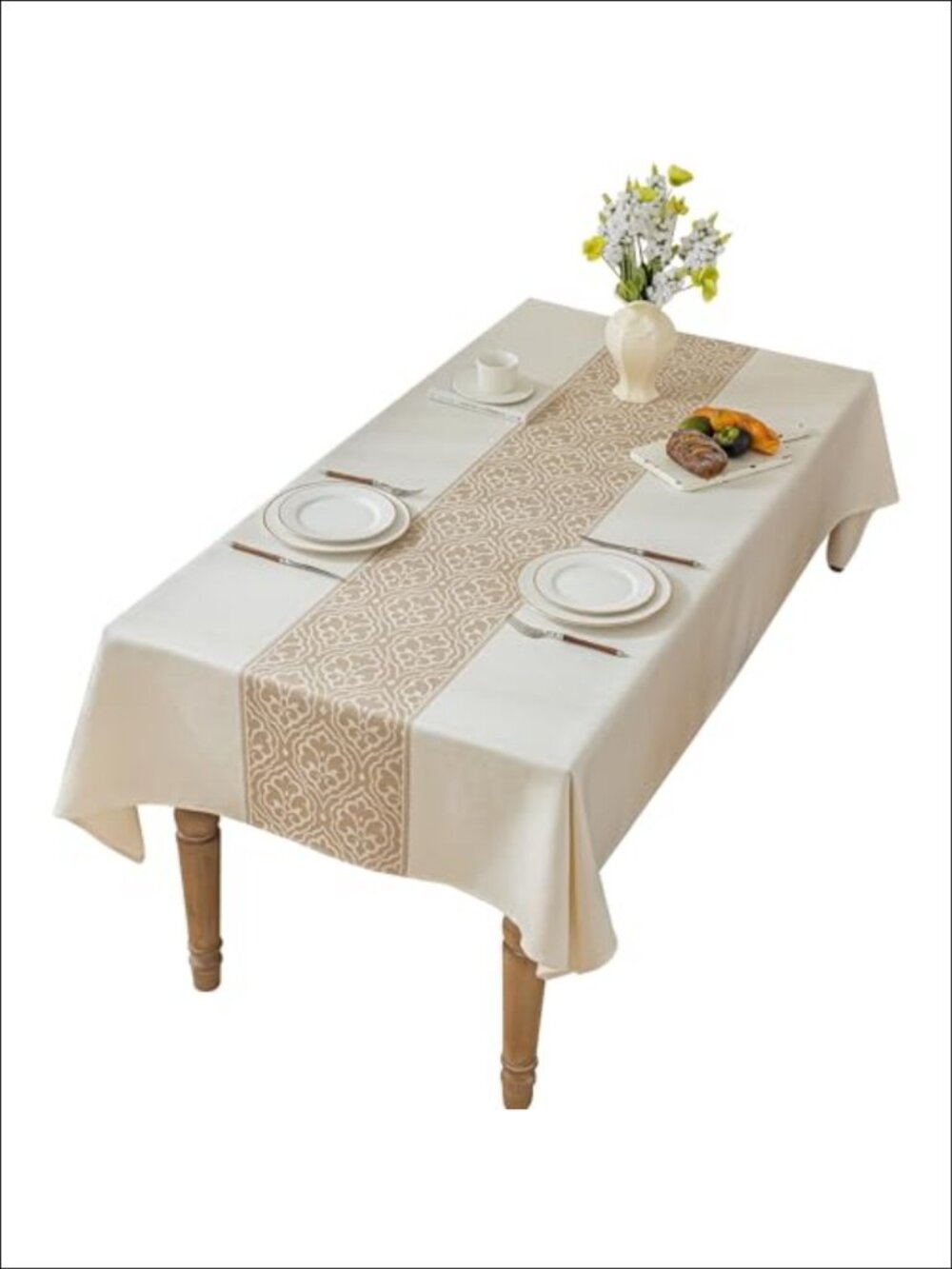 Linen Blend Tablecloth Waterproof Wrinkle Resistant Dining Decor